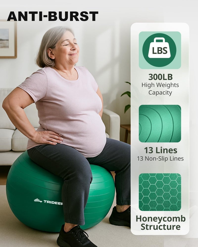 Trideer Exercise Ball for Physical Therapy & Workout - Swiss Ball for Core Strength & Balance - Image 5